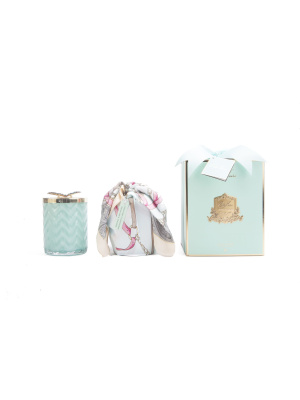 COTE NOIRE HERRINGBONE CANDLE WITH SCARF