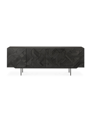 Ethnicraft- Teak Graphic Black Sideboard