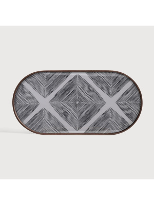 Ethnicraft- Slate Linear Squares oblong glass tray